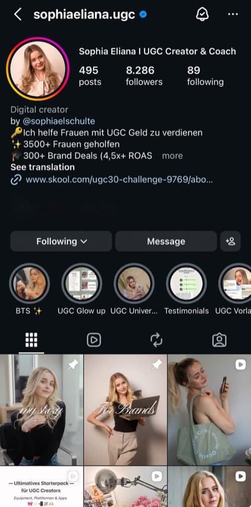 Sophia UGC — 8.2K Followers